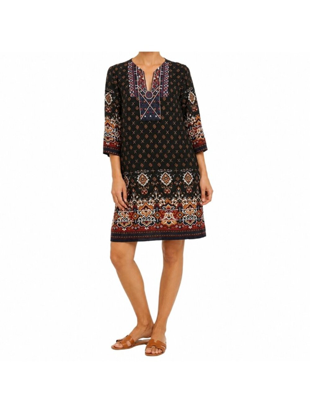 Molly Bracken Black Embroidered Boho Mini Dress - Size Small
